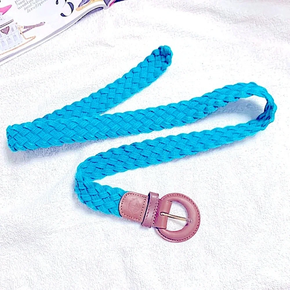 Really Cute »—» DOCKER’S «—« || No.1651 ||Teal Braided Rope Belt •M || 27”~31”•
